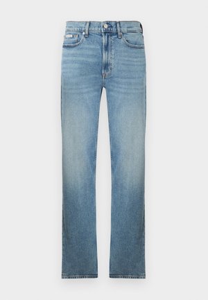 Svetlomodré rifle z denimu s priamym strihom nohavíc, dizajnom s piatimi vreckami a vyblednutým efektom. Disponujú zapínaním na gombíky a pútkami na opasok.