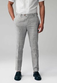 Next SLIM FIT LINEN CHECK - Puvunhousut - grey