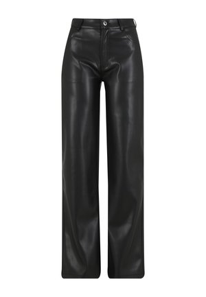 2Y Studios, TIVA LOOSE FIT LEATHERETTE PANTS - Pantalones - black