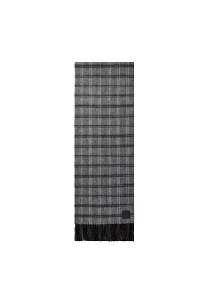 Calvin Klein, CHECKED WOOL LEATHER BADGE SCARF - Шал - black