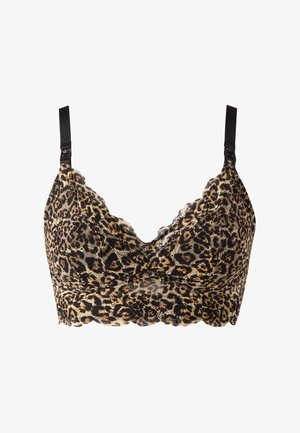Luipaardprint beha met zwarte kanten randen, verstelbare bandjes en een diepe decolleté. Zachte stof met een rekbare ontwerpen voor comfort.