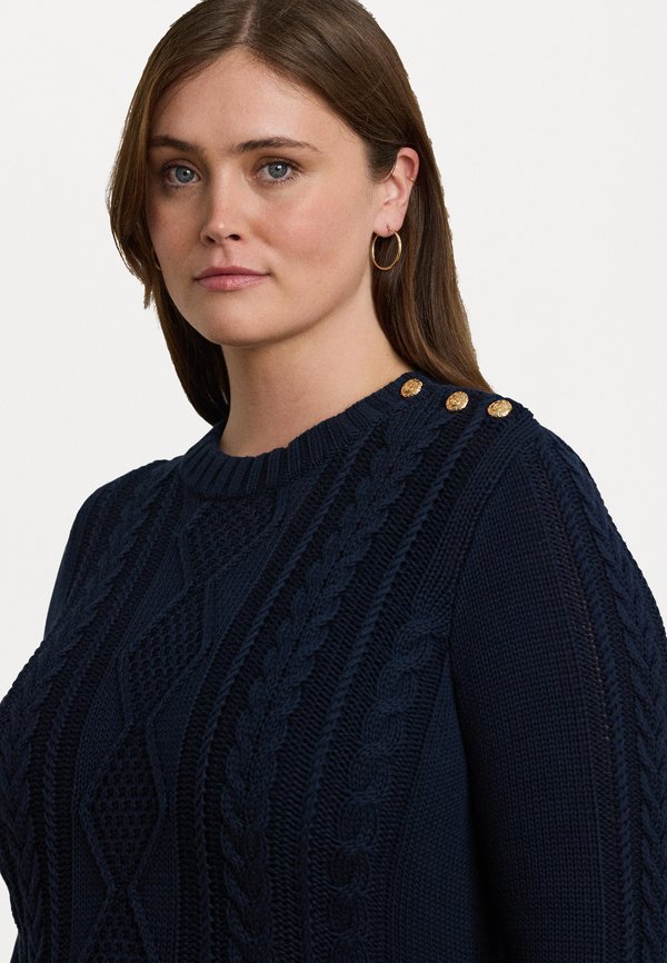 BUTTON TRIM ARAN KNIT SWEATER DRESS - Jumper dress2