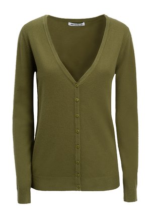 INFLUENCER, INFLUENCER CARDIGAN V-NECK BASIC CARDIGAN - Gilet - olive