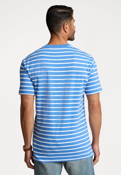 Polo Ralph Lauren Big & Tall STRIPED JERSEY CREWNECK T-SHIRT - Marškinėliai su spaudiniu - new england blue/white