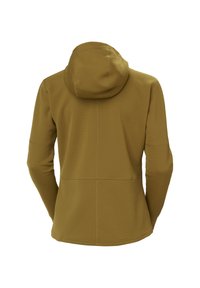 Sudadera verde oliva con acabado texturizado, con capucha, mangas largas y dobladillo recto. Sin logotipos ni adornos visibles.