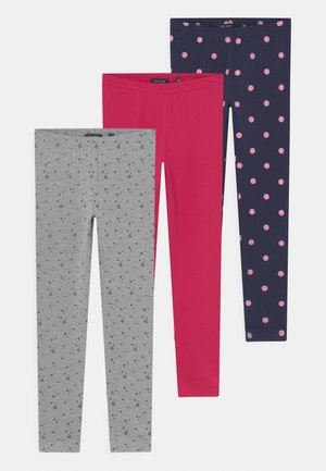 KIDS GIRLS 3 PACK - Leggings - magenta/dunkel blau/nebel mel