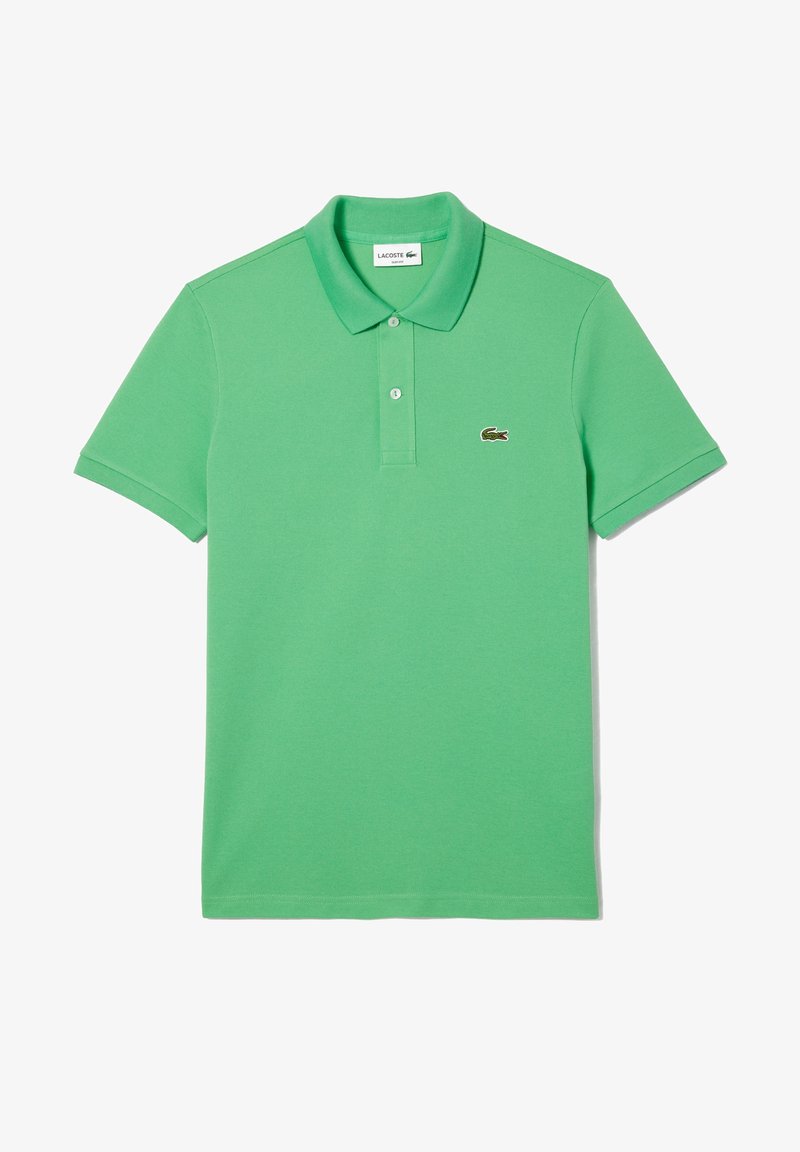 Grön polo skjorta i bomull, med klassisk krage, två-knapp placket och en liten broderad logo på bröstet.