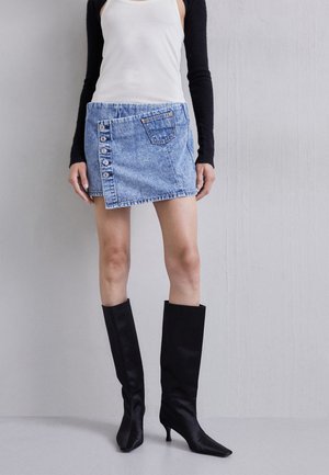 RE/DONE WRAP SKIRT - Fustă petrecută - blue denim