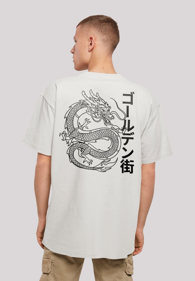 F4NT4STIC DRACHE GOLDEN GAI - Print T-shirt - lightasphalt