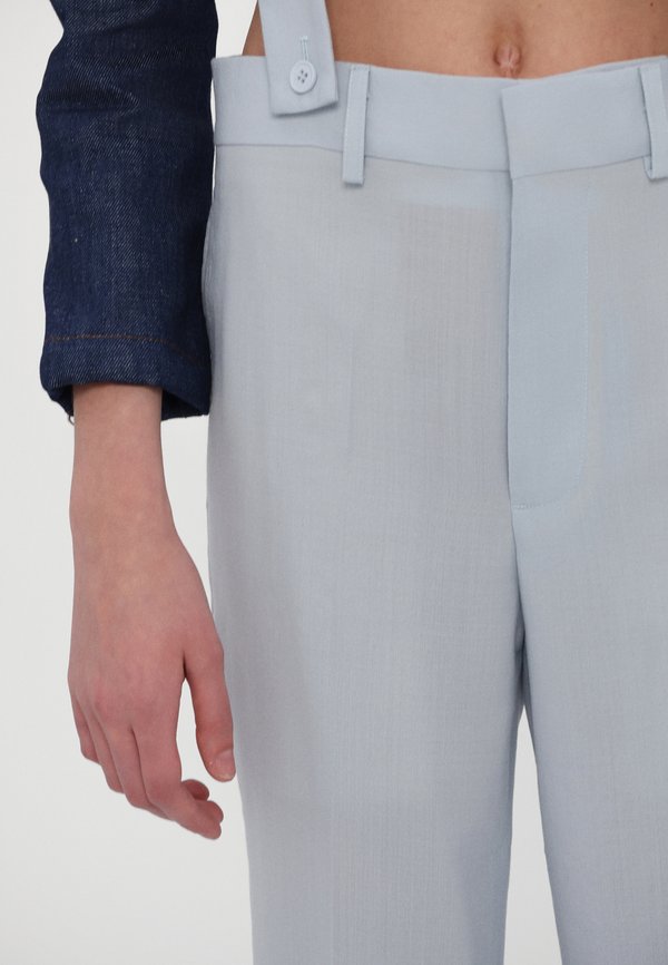 LIGHT BLUE EMBROIDERED SUSPENDER TROUSERS - Trousers3