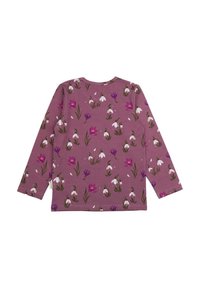Langärmeliges Shirt in Mauve mit floralem Print aus lila und weißen Blumen. Weicher Stoff mit Rundhalsausschnitt und geradem Saum.