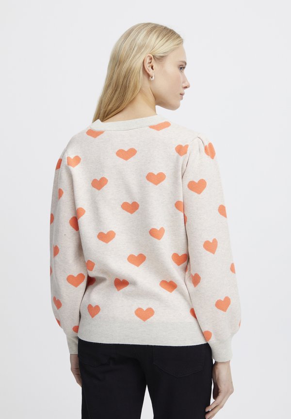 IHBRIELLE - Jumper - oatmeal w hot coral3