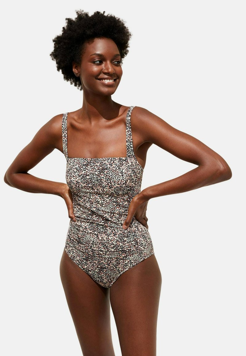 Marks & Spencer TUMMY CONTROL PRINTED PADDED Badeanzug brown mix