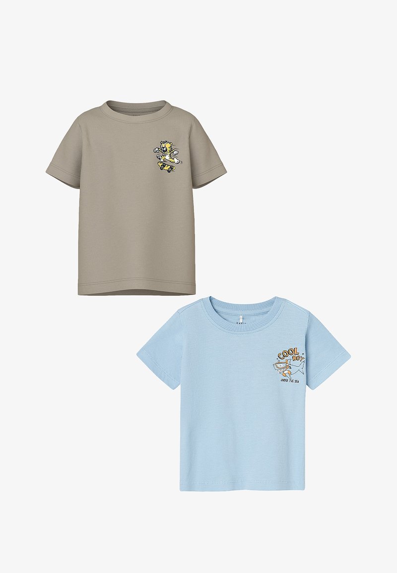 Name it 2ER SET - Print T-shirt - blau-braun