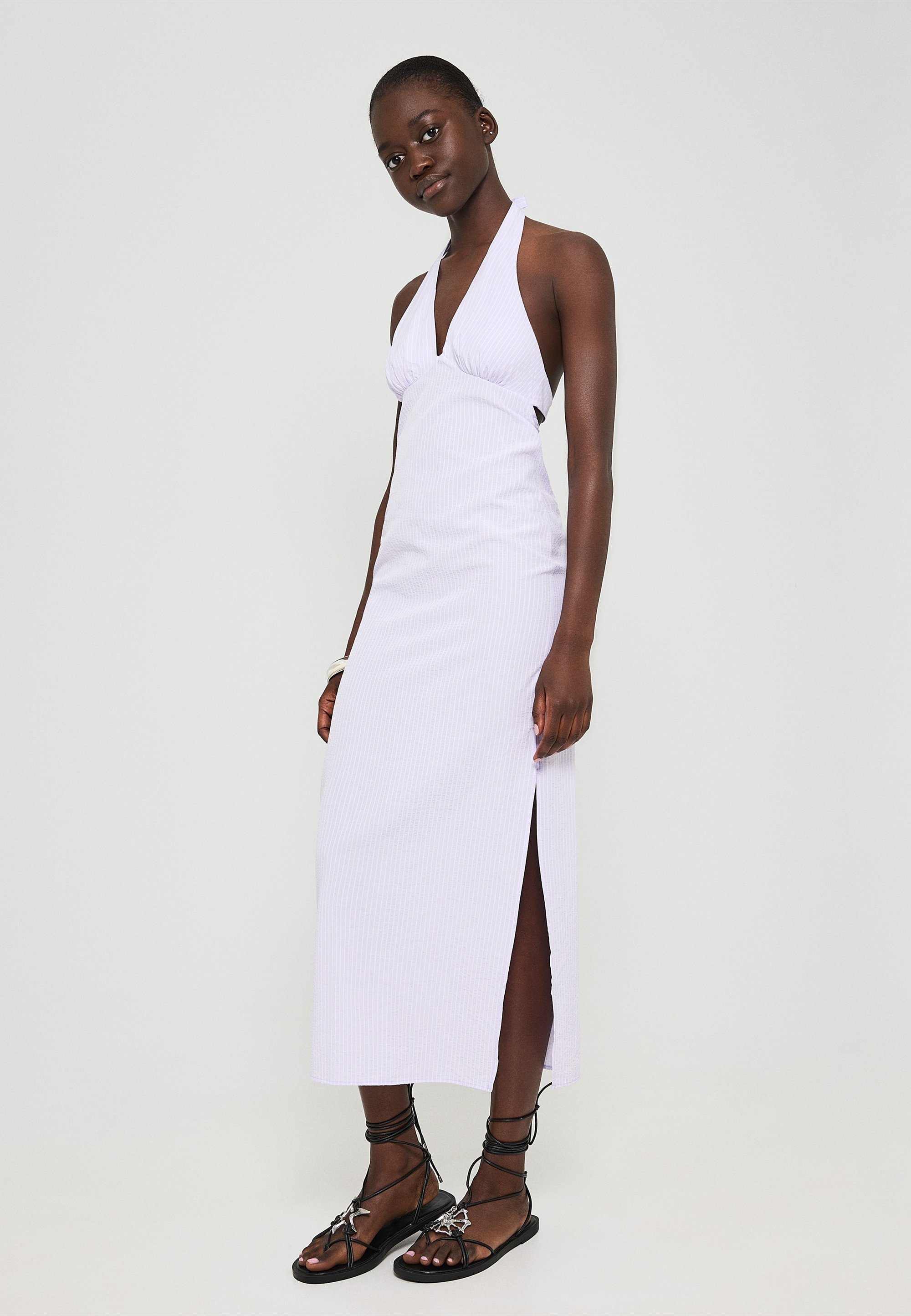 criss cross halter dress white Rhoda White Twist Halter-Neck Cape Maxi Dress  Club L London