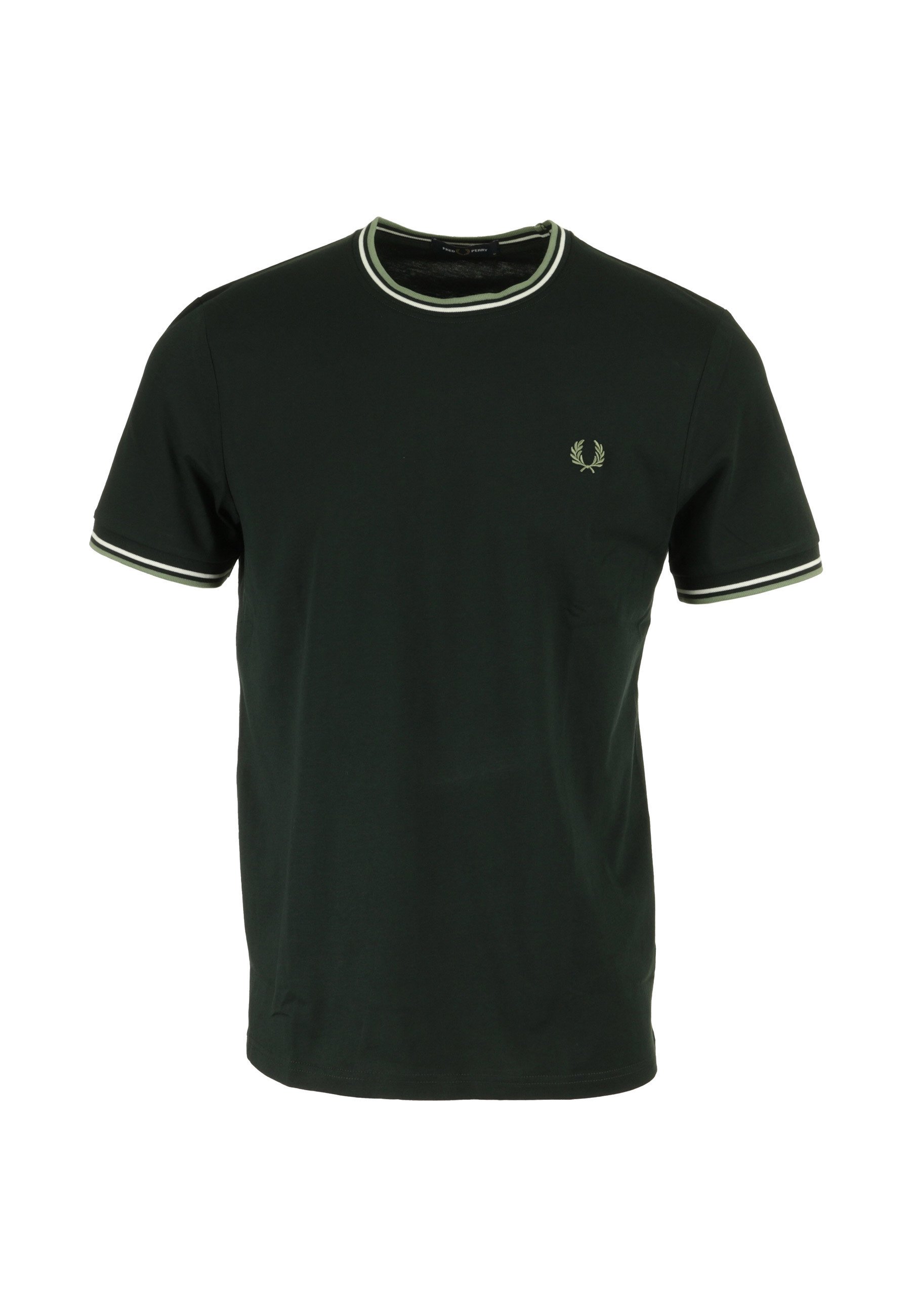 Fred Perry TWIN TIPPED Camiseta básica night green light ecru
