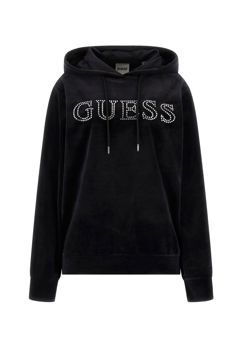 Guess Felpa Con Cappuccio Per Ragazza – Nero Con Dettagli Strass E Ricami – Cotone Biologico Morbido – Taglia 10 Anni