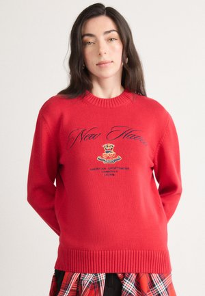 GRAPHIC C NECK - Striktrøje - ruby red