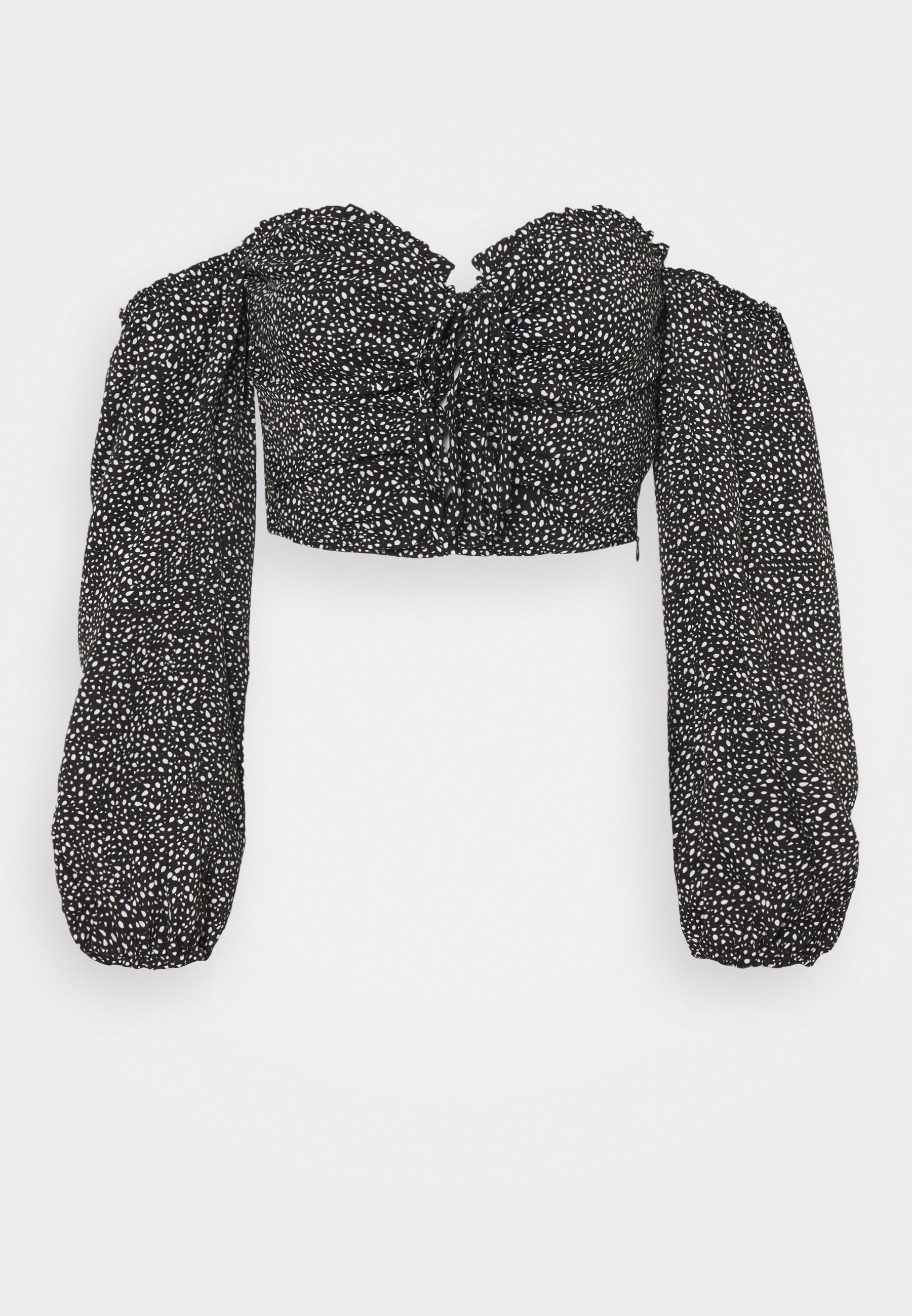 NA-KD PAMELA REIF X ZALANDO OFF SHOULDER TIE FRONT BLOUSE - Blouse -  black/zwart - Zalando.nl