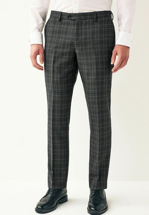 Next TAILORED FIT TRIMMED CHECK - Suit trousers - charcoal grey