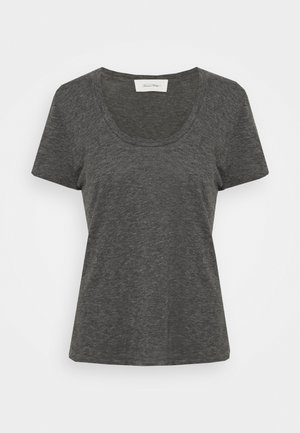 T-shirt grigio a maniche corte con scollo a barca. Realizzato in un tessuto morbido e leggermente testurizzato. Taglio dritto, senza motivi o accenti visibili.