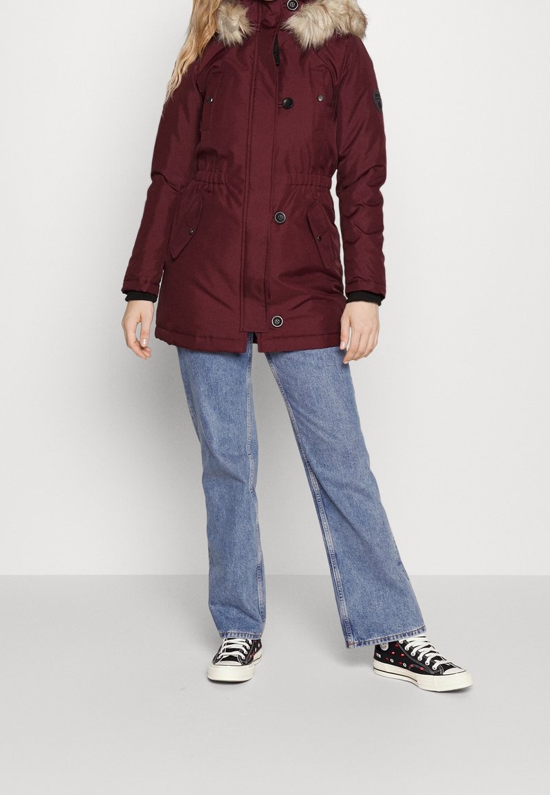 Zalando Winter Parka Bordeaux ONLY Winter Coat Bordeaux (Pre-owned