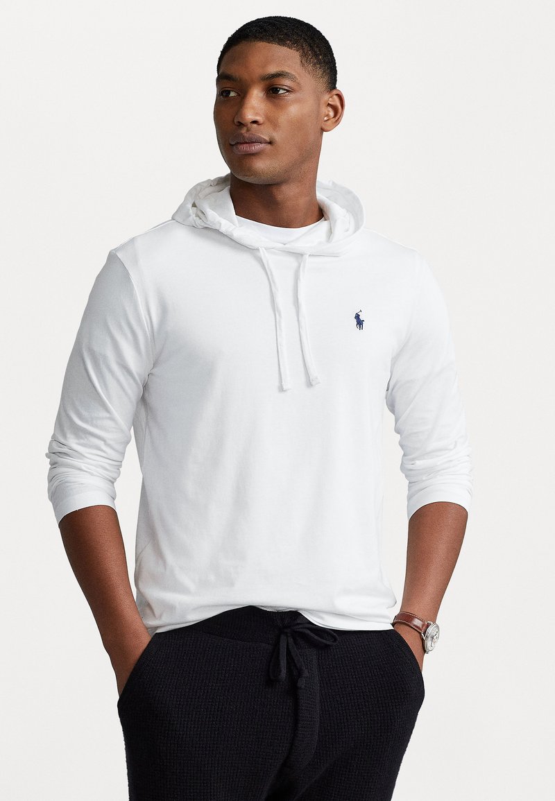Polo Ralph Lauren - JERSEY HOODED T-SHIRT - Džemperis su gobtuvu - white, Padidinti