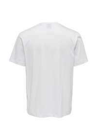 White cotton t-shirt with a round neckline, short sleeves, and a relaxed fit. The back is plain with no patterns or accents.