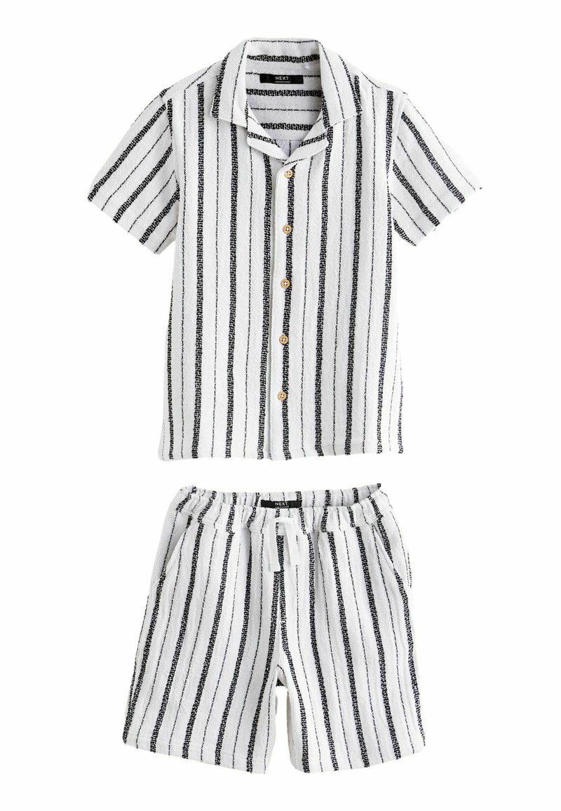 Next - SHORT SLEEVES STRIPE REGULAR FIT - Shorts - black white, Ampliar