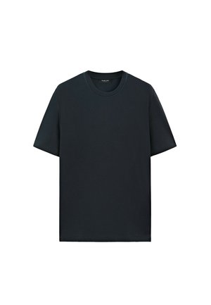 Massimo Dutti, CONTRAST NECK SHORT SLEEVE T-SHIRT - T-shirt basic - mottled dark blue