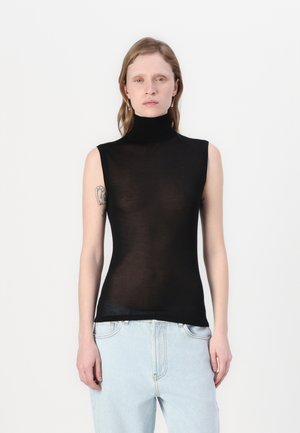 NIMA SHINY SLEEVELESS NECK  - Top - black