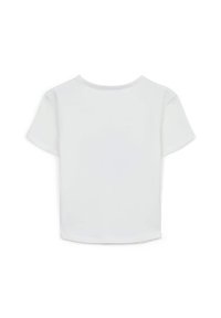 T-shirt bianco a maniche corte con scollo rotondo, realizzato in tessuto morbido, con una vestibilità rilassata e rifiniture pulite senza cuciture visibili.