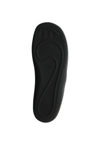 Semelle de chaussure noire avec une surface lisse et texturée. Design courbé mettant en avant un soutien de la voûte plantaire et des lignes de contour pour épouser la forme du pied.