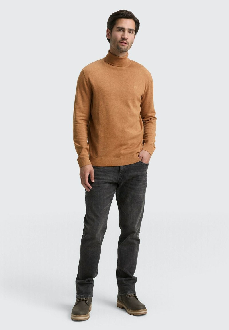 TOM TAILOR BASIC TURTLENECK Trui mid brown melange/donkerbruin