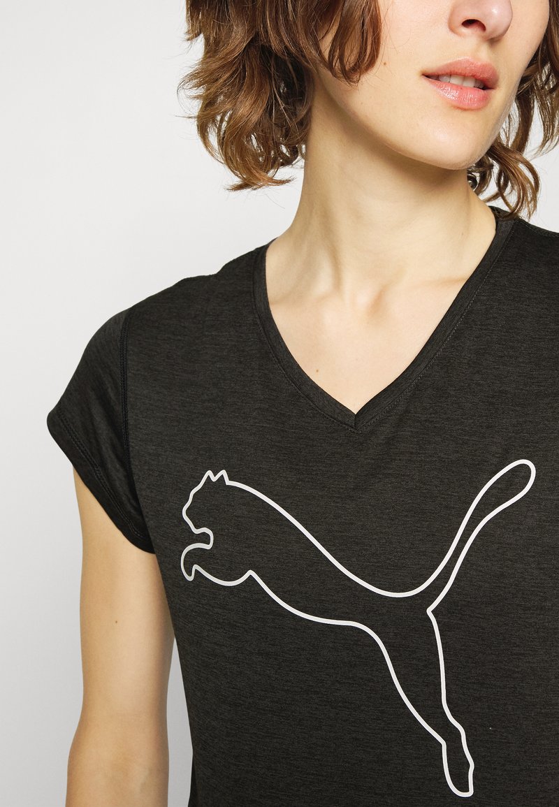 Puma TRAIN FAVORITE CAT TEE - Basic T-shirt - black heather/mottled grey -  Zalando.co.uk