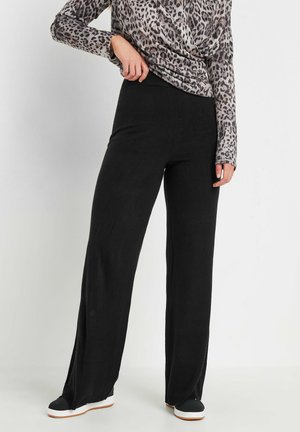 WIDE LEG - Trousers - black