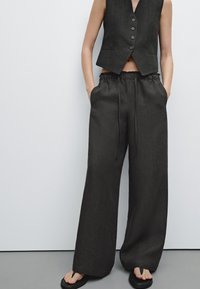 Massimo Dutti - Trousers - mottled dark grey Thumbnail Image 1