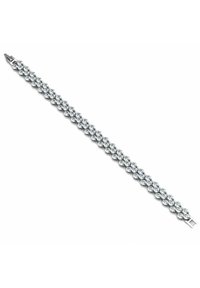 Bracelet en métal argenté avec des cristaux clairs ronds et facettés disposés en motif lié. Fermeture à fermoir à une extrémité, finition lisse.