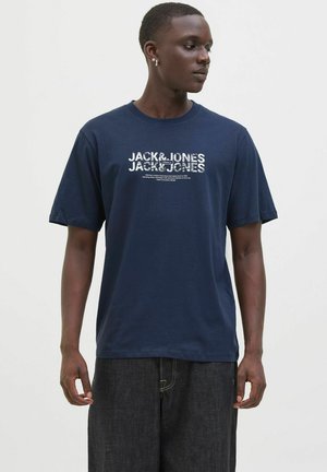 Jack & Jones RUNDHALSAUSSCHNITT - Print T-shirt - navy