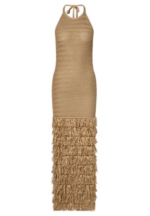 Malina, ELISSA HALTERNECK FRINGE DRESS - Robe longue - sand