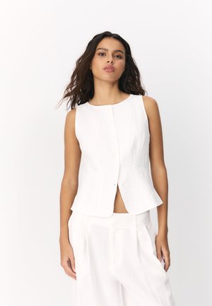 Stradivarius SLEEVELESS BUTTONED TOP 02031525 - Smanicato - white