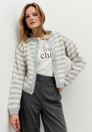 HAARIGE FLAUSCH - Vest - knit stripes silvergey/offwhite