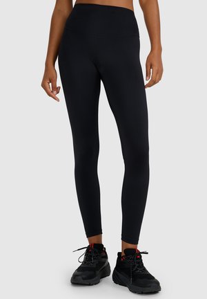 4F 4F LEGGINSY TRENINGOWE Z WYSOKIM STANEM DAMSKIE - CZARNE L - Leggings - deep black