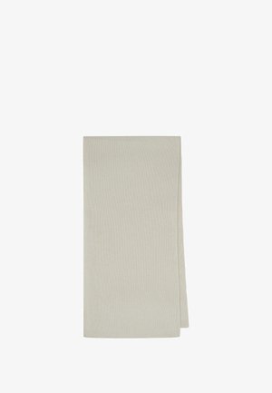 Light gray ribbed fabric towel, rectangular shape, soft texture, featuring subtle vertical lines, with clean edges and no visible patterns.