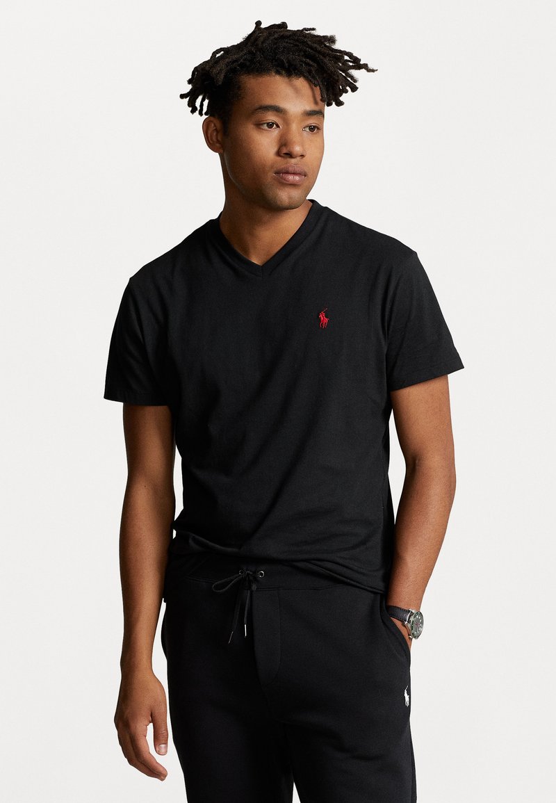 Polo Ralph Lauren CLASSIC FIT JERSEY V-NECK T-SHIRT - T-shirts - black ...