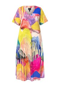 Ulla Popken PRINT SHORT SLEEVE V-NECK - Jurk - magenta