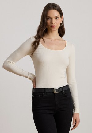 Lauren Ralph Lauren, RIB KNIT LONG SLEEVE SCOOPNECK TEE - T-shirt à manches longues - mascarpone cream
