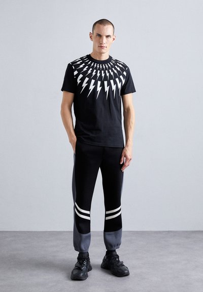 Neil Barrett FAIRISLE THUNDERBOLT SLIM - T-shirt con stampa - black