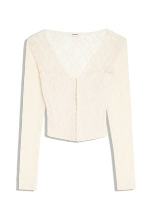 Bershka, LACE CORSET LONG-SLEEVE TOP - Blouse - cream