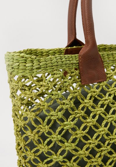 Sensi Studio OPEN WEAVE - Velika torba - verde limon/camel/forest